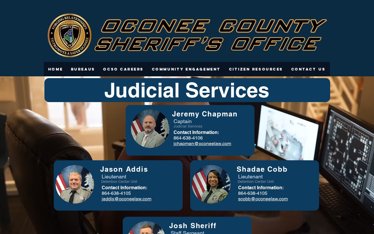 Oconee County Detention Center release records and judicial services