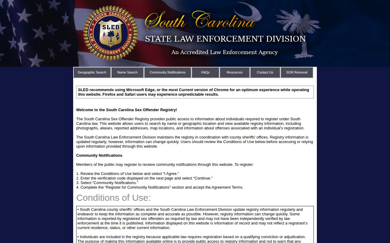 SLED registry photo search as a limited Oconee County released-inmate source